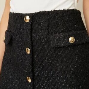 NWT Michael Kors Tweed/ Wool blend Mini Skirt Gold Buttons Size 8
